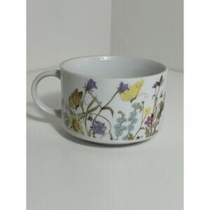 Nature Garden Society soup mug/cup Butterflies & Flowers China